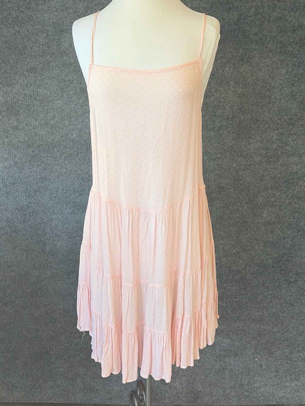 Free People Blush Pink Spaghetti-Strap Tiered Mini